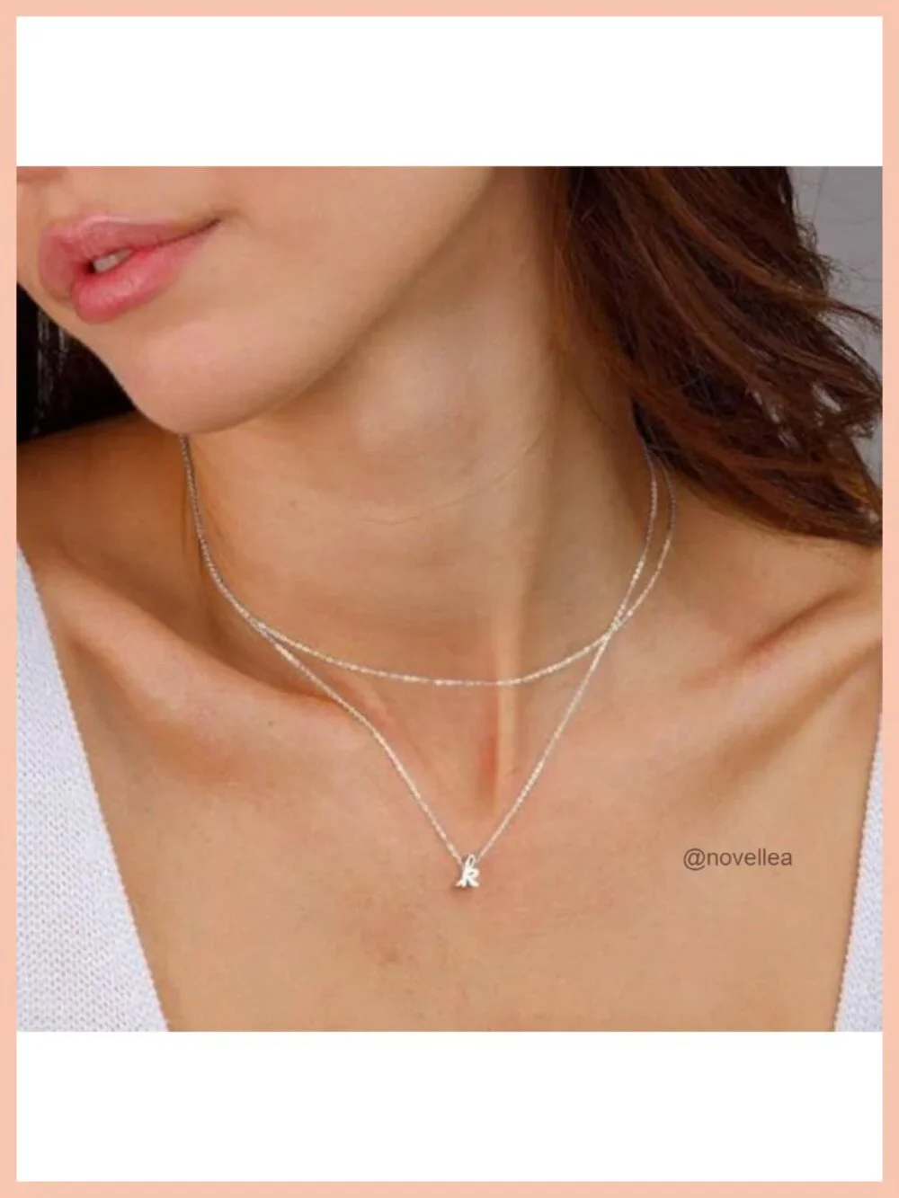 Layered Initial Necklace Stack for Women 14K Gold Plated Silver Bead Chain